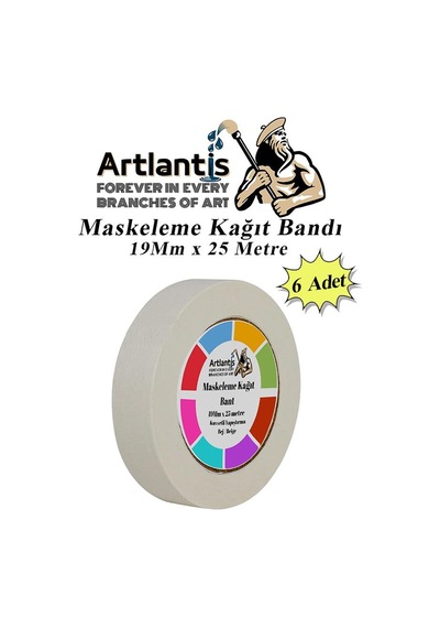 Maskeleme Bandı Kağıt Bant 19 Mm 25 Metre 6 Adet Boya Bantı Maskeleme Kağıt Bant Duvar Yağlı Boya Badana