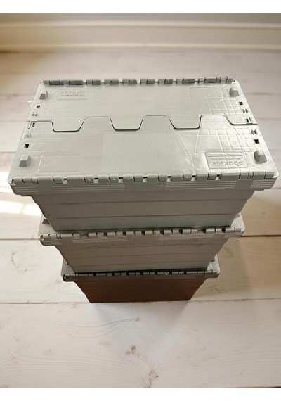 2 Li Konik Menteşe Kapaklı Plastik Kasa 400 600 420 Gri