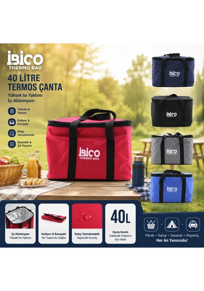 İbico K18-007 Termos Çanta 40 Lt - Folyolu 40x30x25 Cm Taşıma Kulplu- 20'li Paket Diğer
