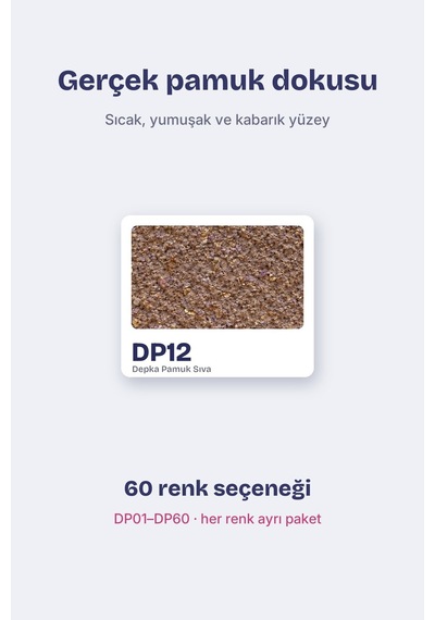Depka Pamuk Sıva Dp12 2 Kg 7-8 M² İpek Sıva Alternatifi Isı Ve Ses Yalıtımlı Dekoratif Sıva