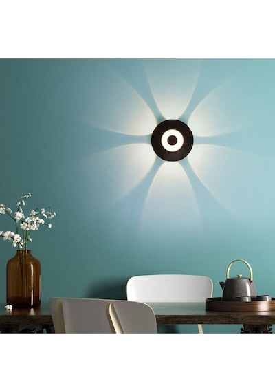Dekoratif Işık Desenli 7 Watt Led Armatür 3000k Gün Işığı İç Ve Dış Mekan Led Aplik Siyah