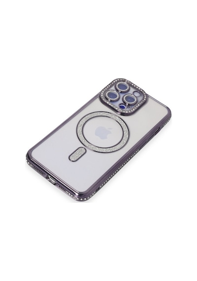 Apple iPhone Uyumlu  15 Pro Max Uyumlu Kılıf Joke Simli Magneticsafe Kılıf - Derin Mor