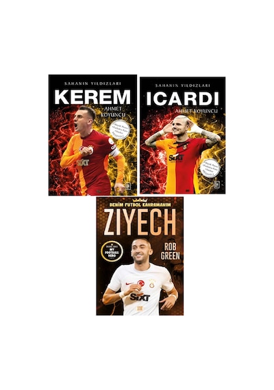 Sahanın Yıldızları Kerem - Muslera - İcardi Büyük Poster Sticker Futbolcu Kartı Hediyeli 3 Kitap