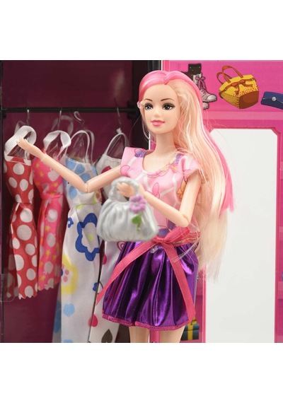 Beauty Sonsuz Hareket Bebekli Aksesuarlı Pembe Gardrop