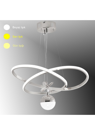 Tt310-1tpl-kr Tt Ayd.trio Krom Kaplama Tek Toplu 3 Renk Led Avize Krom
