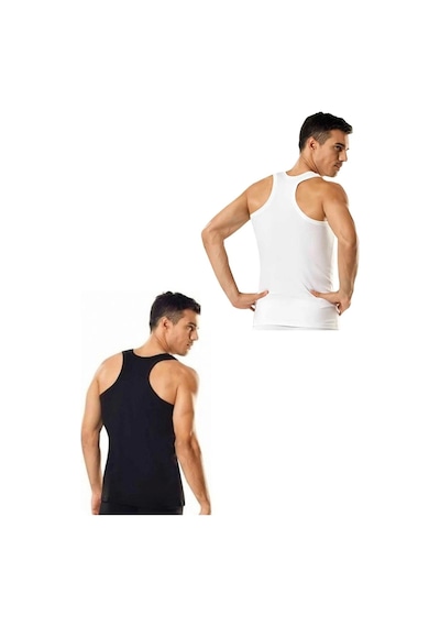 Tutku Erkek Ribana Sporcu Rambo %100 Pamuk Atlet 6'lı Paket 3 Beyaz - 3 Siyah Siyah - Beyaz