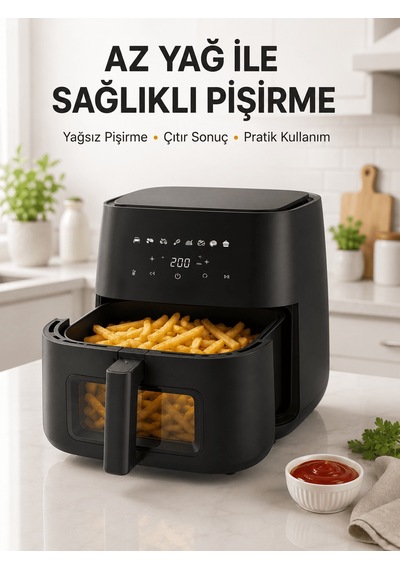 Geniş Hazneli Air Fryer Hızlı Ve Pratik Pişirme Makinesi