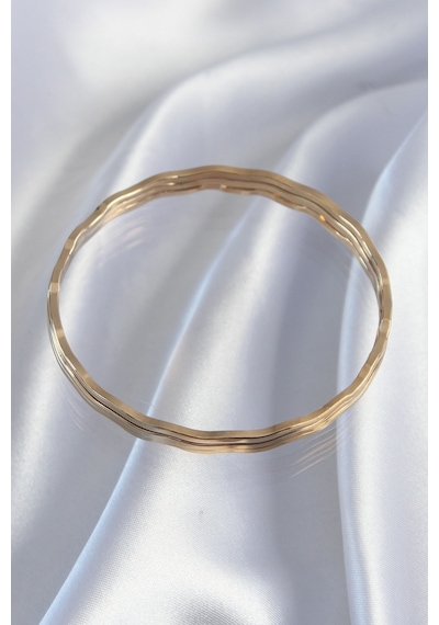 316l Çelik Gold Renk Dalgalı Model Bilezik Seti - Tj-bb6177