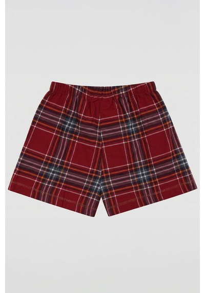Markapia Kadın %100 Pamuk Ekose Desenli Bağcıklı Pijama Şort Bordo