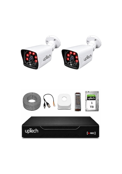 Uptech 2 Kameralı Güvenlik Kamera Seti 2mp 1080p Full Hd 6 Atom Led Gece Görüşlü 1 Tb Hdd 5525 70377366