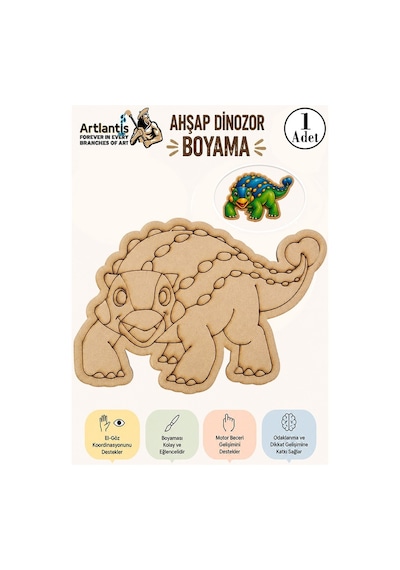 Ahşap Boyama Dinozorlar 1 Adet 10x15 Dinazor Boyama Figürü Etkinlik Çocuk Gelişim Motor Beceri Anasınıfı Kreş
