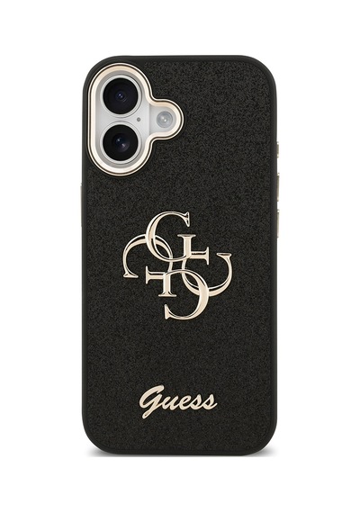 Apple Uyumlu iPhone 17 Kılıf Guess Lisanslı 4g Büyük Metal Kamera Çerçeveli Ve Logolu Glitter Kapak Siyah