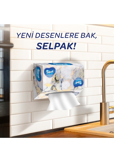Selpak El Ve Yüz Havlusu Kutulu Mermer Desen 80 Yaprak