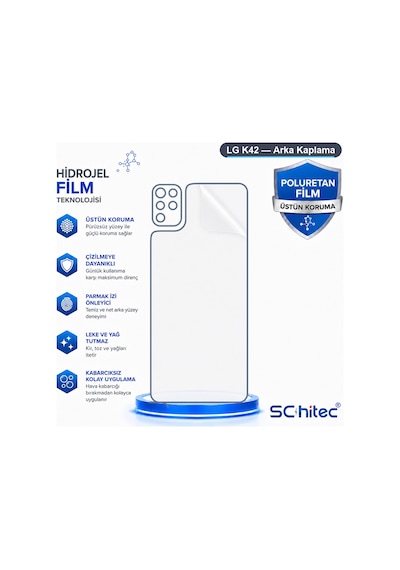 Schitec Lg K42 Uyumlu Arka Yüzey Hidrojel Koruyucu Film