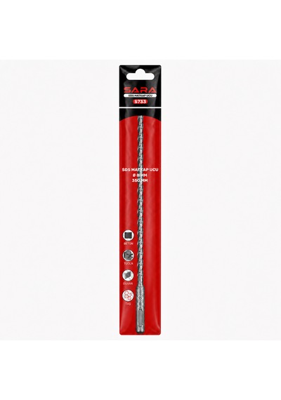 Sara S733 Sds Plus Matkap Ucu 8 X 350 Mm, 2 Kesicili Tungsten Karbür Uçlu