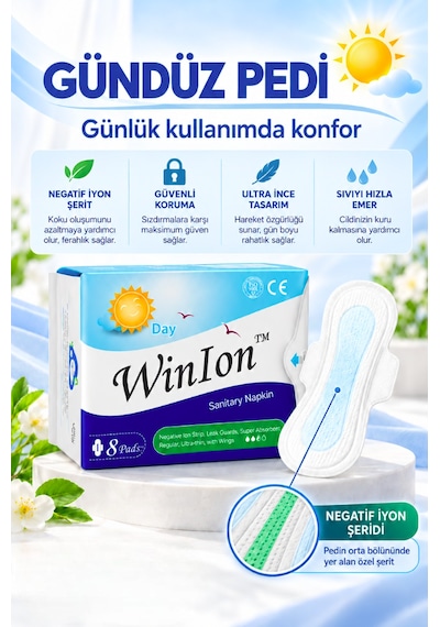 Winalite Negatif Iyonlu Anion Hijyenik Ped Gündüz 8'li