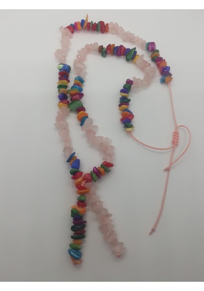 Sertifikalı Pembe Kuvars Sedef Doğal Taş Kolye Çok REnkli