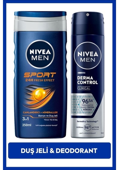 Men Erkek Sprey Deodorant Derma Control Clinical 150ml Ve Sport Duş Jeli 250ml, Bakım Seti 20'li Pa Diğer