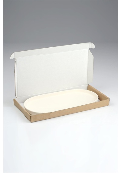 Dik Kenarlı Oval Tabak Seramik Bisküvi - 41 X 20.5 Cm - Ham Ürün Boyanabilir Obje