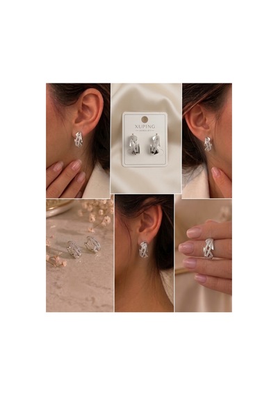 Xuping 14k Gold Rengi Kuyumcu İsçiligi Modern Tasarim Tas Detay Kararmaz Kadin Halka Küpe Yeşil - 926433105 Yeşil