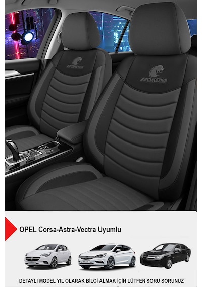 Panther Serisi Keten Kumaş Oto Koltuk Kılıfı Opel Corsa-astra-vectra Uyumlu Füme