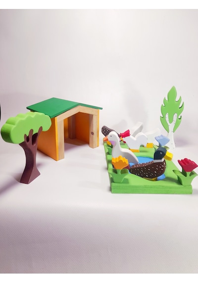 Woxwood Ahşap Çiftlik Kümes Hayvanları Oyuncak Seti- Montessori - Waldorf