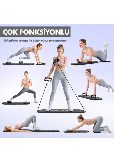 Missidea Çok Fonksiyonlu Siyah Pilates Ve Fitness Tahtası Direnç Bantlı Karın, Kol, Sırt Ve Core Egzersiz Aleti