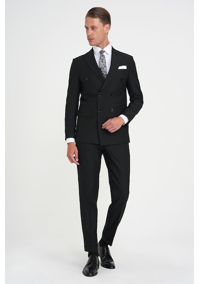 Efor Slim Fit Çift Yırtmaç Kruvaze Klasik Siyh Takım Elbise Tk 919 Siyah Efor Slim Fit Çift Yırtmaç Kruvaze Klasik Siyh Takım Elbise Tk 919 Siyah