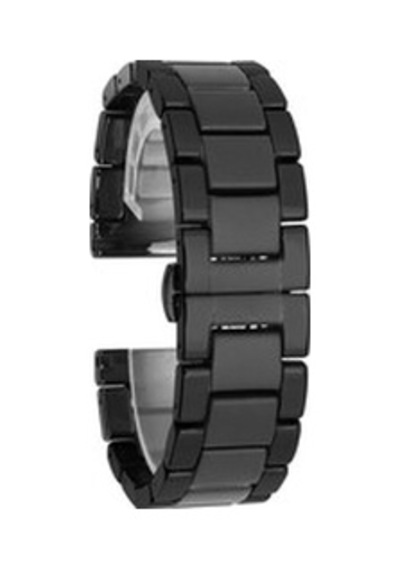 Samsung Galaxy Uyumlu  Watch 46mm 22mm Mat Seramik Metal Kordon - Parlak Siyah