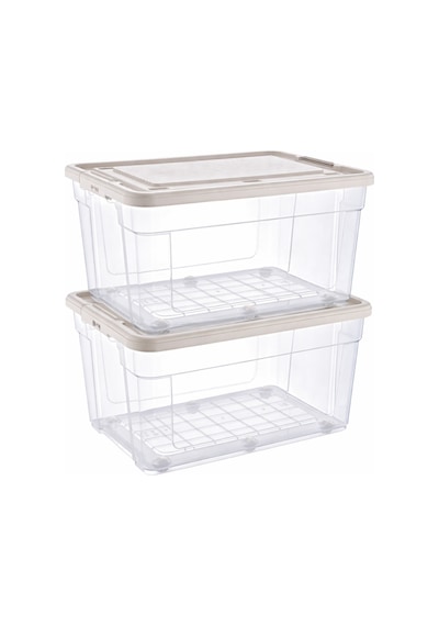 90 Lt Tekerlekli 1 Adet Kilitli Saklama Düzenleme Depolama Ekru