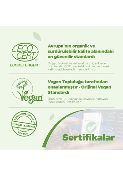 Just Green Organic Bitkisel Sıvı Çamaşır Deterjanı Beyazlar Ve Renkliler İçin, Kokusuz & Hipoalerjenik, Ecocert Sertifikalı, 30 Yıkama 1500 Ml