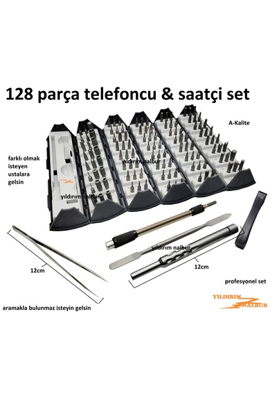 Saatçi Telefoncu Tornavida Seti 128 Parça Kutulu Çeşitli Yıldız D