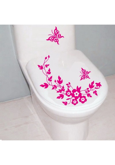 Kelebek ve Çiçek Klozet Banyo Sticker