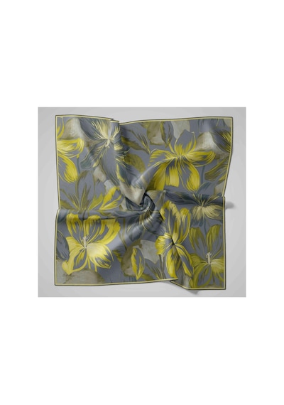 Silk Home Twill İpek Eşarp - 11480-82 Füme Yeşil Çok Renkli