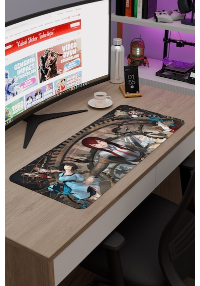 Steins Gate Kaymaz Dikişli Kauçuk Oyuncu Mousepad V5 - 70x30 Xl Gaming Mouse Pad Fare Altlığı