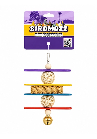 Birdmozz Premium Hasır Örgülü Çubuklu Kuş Oyuncağı