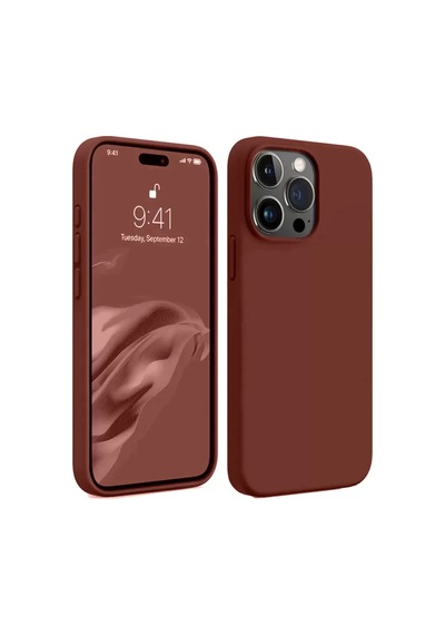 Apple Uyumlu iPhone 15 Pro Max Uyumlu Kılıf First Silikon - Bordo
