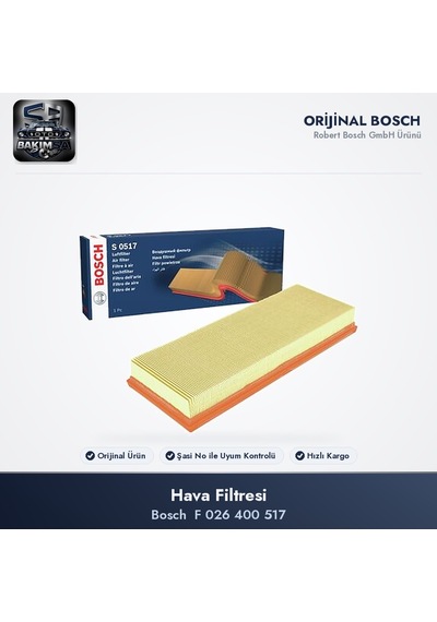 Bosch F 026 400 517 Hava Filtresi - Proace City K9 / Combo E / Crossland P17 1.2 Turbo / 1.2 Puretech