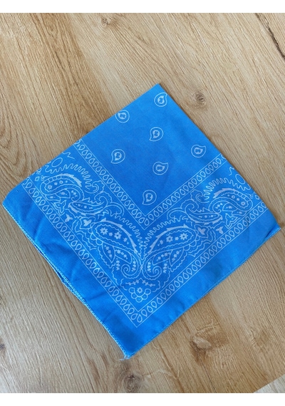 Pamuklu Klasik Desen Unisex Bandana Renkli Bandana Etnik Desenli A Kalite Bandana Mavi