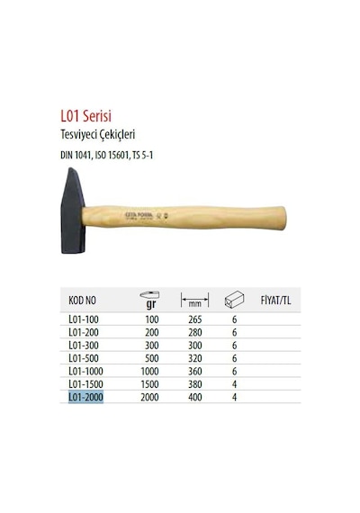 Ceta Form L01-2000  Ağaç Saplı Çekiç 2000 GR