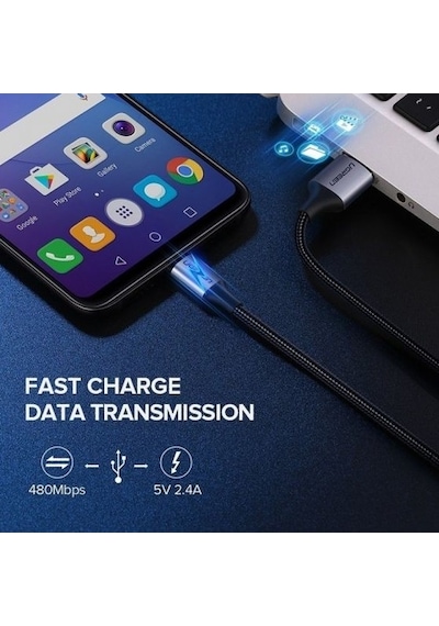 Ugreen Premium Micro Usb Şarj Ve Data Kablosu Silver 1 Metre