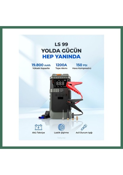 En-cag Nsun T-life Jump Starter 19800 Mah Akü Takviyeli Hava Kompresörü Lensun Ls 99 Bss