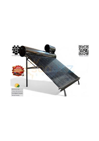 Solar 30x Krom Basınçlı Vakum Tüplü Güneş Enerji Sıcak Su Sistemi Kapalı Devre Basınçlı