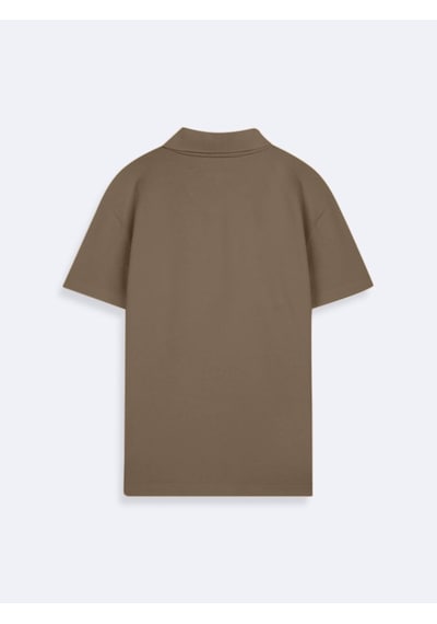 LTB V Yaka Pike Polo Yaka Kahverengi T-shırt