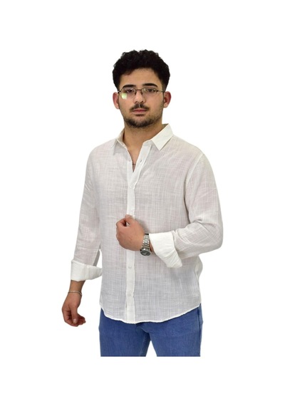 Erkek Spor Silim Fit Uzun Kol Gömlek G5005 Bgl-st04494 Beyaz