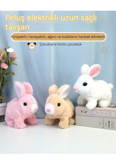 Yürüyen, Havlayan Ve Kulaklarını Oynatan Elektrikli Elektrikli Tavşan