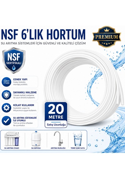 Nsf Sertifikalı Premium 6 Lık Su Arıtma Hortumu 20 Metre 608696155