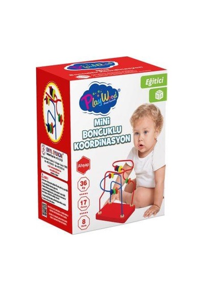 Boncuklu Eğitici Kçük Boy Ahşap Koordinasyon 17Parça 8Renk 36Ay-O