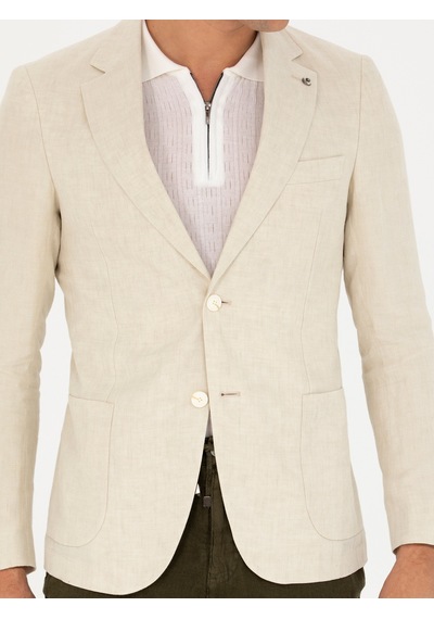 Cacharel Bej Slim Fit %100 Keten Ceket