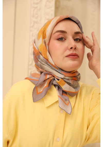 Silk Home Olinda İpek Eşarp 47001-16 Lila, Turuncu, Yanık Sarı, Bordo, Buz Mavi